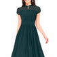 Women's Solid A Line Pleated Elegant Midi Dress