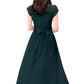 Women's Solid A Line Pleated Elegant Midi Dress