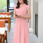 Women's Solid A Line Pleated Elegant Midi Dress