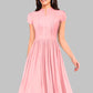 Women's Solid A Line Pleated Elegant Midi Dress