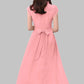 Women's Solid A Line Pleated Elegant Midi Dress