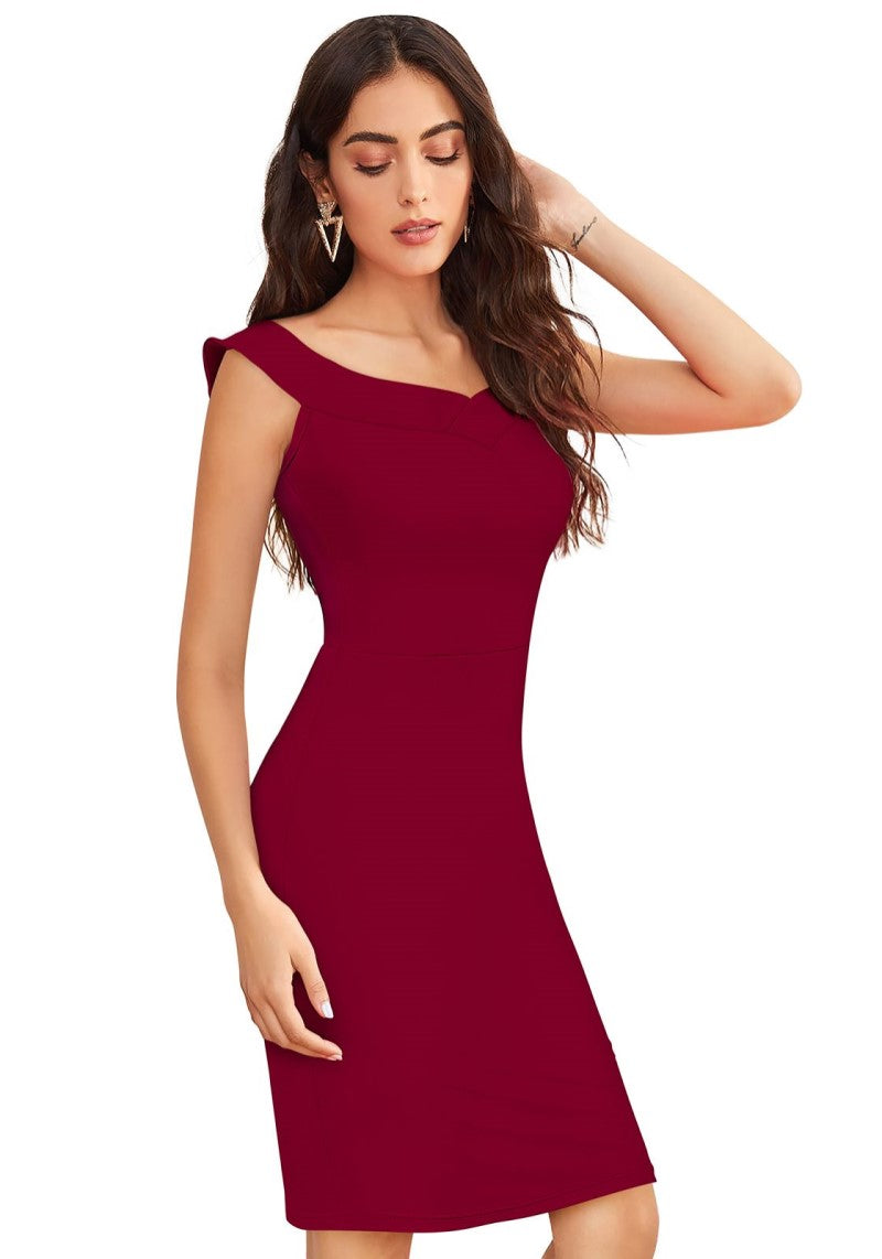 Women Off Shoulder Slim Fit Bodycon Dress