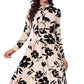 Off White Floral Print A-Line Flounce Dress