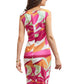 Back view of the Vibrant Pink & Pearl Arctic Floral Print Bodycon Dress, showcasing its figure-flattering design and unique floral print.