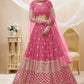 Blush Pink Georgette Lehenga Choli with Sequins & Embroidery