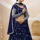 Navy Blue Sequins Embroidered Lehenga Choli with Zigzag Hem