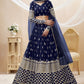 Navy Blue Sequins Embroidered Lehenga Choli with Zigzag Hem