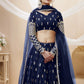 Navy Blue Sequins Embroidered Lehenga Choli with Zigzag Hem