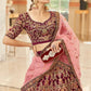 Exquisite Maroon Velvet Bridal Lehenga Choli with Net Dupatta