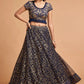 Regal Navy Blue Soft Net Zari & Sequin Embroidered Lehenga Choli