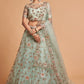 Sky Blue Net Embroidered Wedding Wear Lehenga Choli