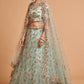 Sky Blue Net Embroidered Wedding Wear Lehenga Choli