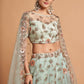 Sky Blue Net Embroidered Wedding Wear Lehenga Choli