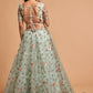 Sky Blue Net Embroidered Wedding Wear Lehenga Choli