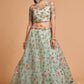 Sky Blue Net Embroidered Wedding Wear Lehenga Choli