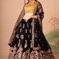 Midnight Allure Black & Yellow Embroidered Lehenga Choli with Mirror Work