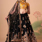 Midnight Allure Black & Yellow Embroidered Lehenga Choli with Mirror Work