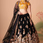 Midnight Allure Black & Yellow Embroidered Lehenga Choli with Mirror Work