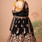 Midnight Allure Black & Yellow Embroidered Lehenga Choli with Mirror Work