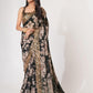 Organza Black Digital Print Sequins Embroidered Saree