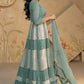 Designer Teal Blue Georgette Embroidered Anarkali Dress