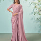Elegant Party Wear Pink Sequins Cord Embroidered Saree
