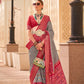 Elegant Chevron Grey Viscose Silk Patola Saree