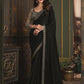 Black Satin Silk Saree: Embroidered Elegance in Banglori Silk