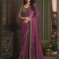 Exquisite Satin Silk Chiffon Saree With Embroidered Blouse