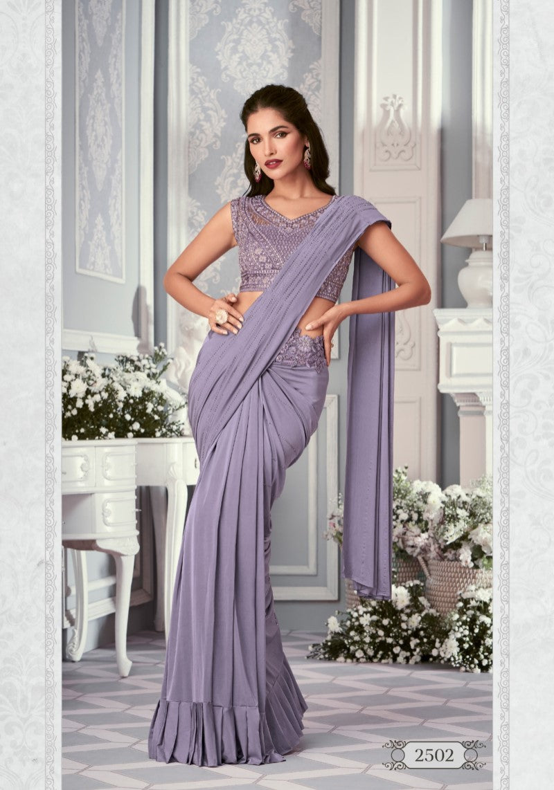 Trendy Imported Lycra Designer Saree With Blouse