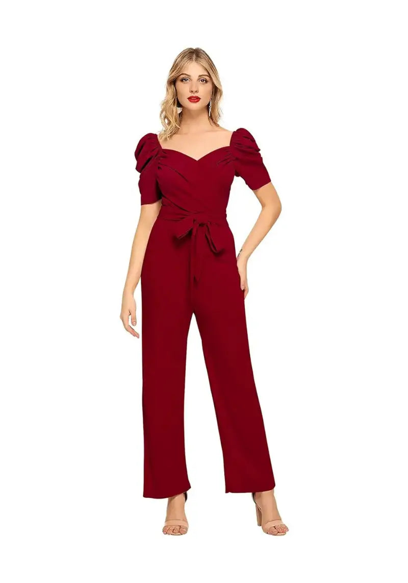 Marvelous Maroon Cocktail Maxi Jumpsuit