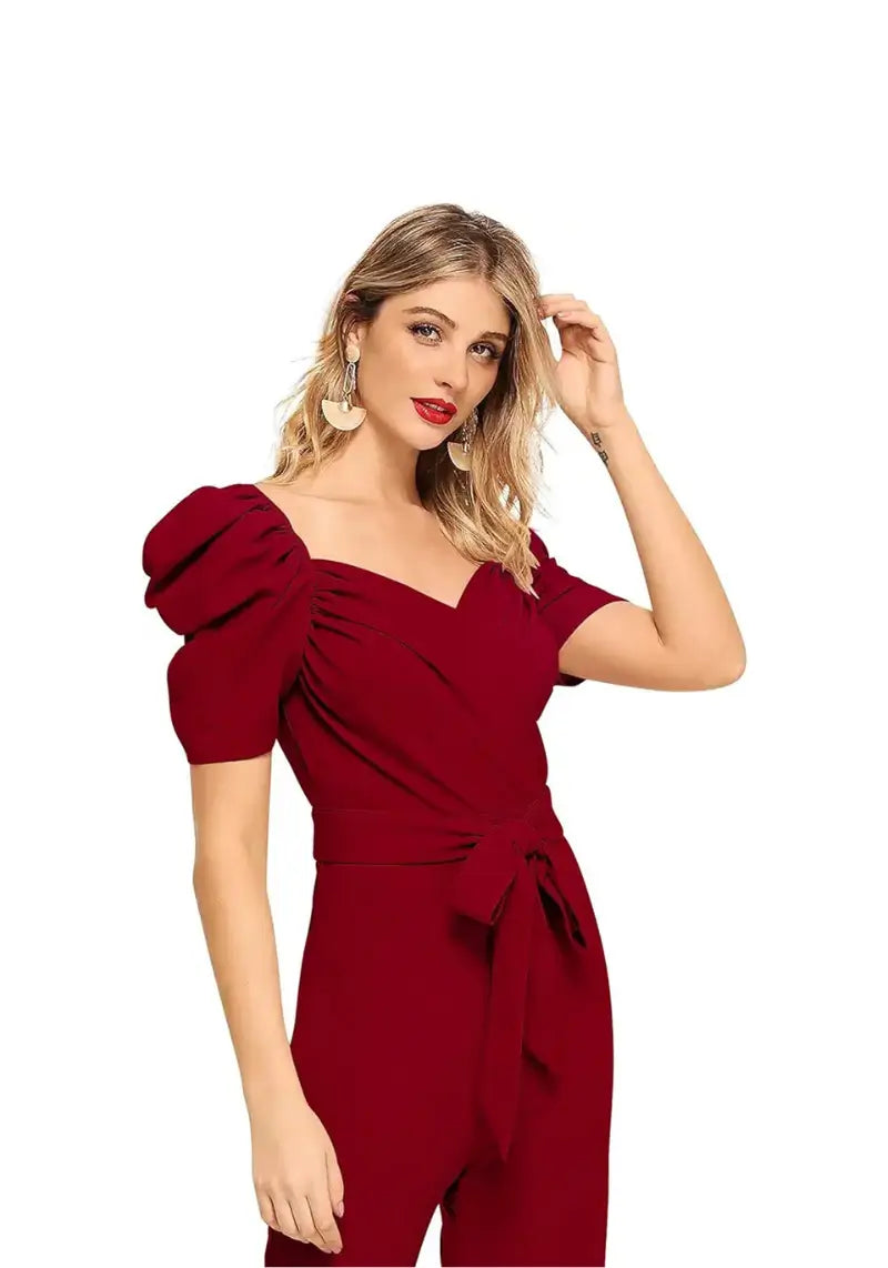 Marvelous Maroon Cocktail Maxi Jumpsuit