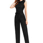 Black Solid Cocktail Maxi Jumpsuit with Waist Tie