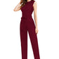 Maroon Solid Cocktail Maxi Jumpsuit with Waist Tie