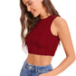 Women Maroon Striped Regular Fit Crop Top