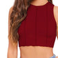 Women Maroon Striped Regular Fit Crop Top