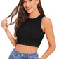 Women Black Striped Regular Fit Crop Top