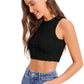 Women Black Striped Regular Fit Crop Top