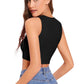 Women Black Striped Regular Fit Crop Top