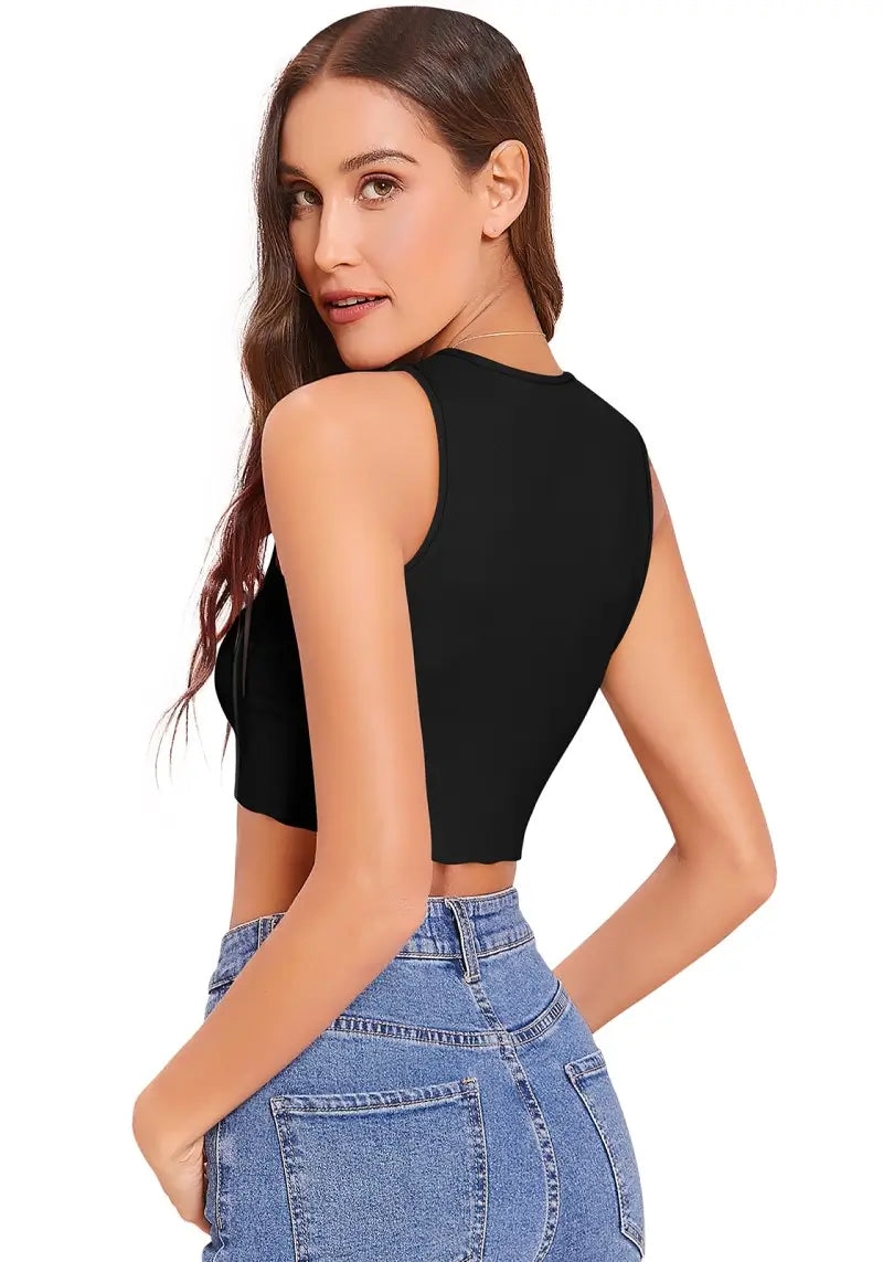 Women Black Striped Regular Fit Crop Top