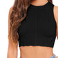 Women Black Striped Regular Fit Crop Top