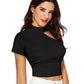 Trendy Black One Shoulder Crop Top