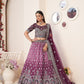 Party Wear Exquisite Wine Sequins Embroidered Lehenga Choli