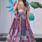 Stunning Purple Chinnon Silk Lehenga Set with Zari Embroidery