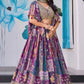 Stunning Purple Chinnon Silk Lehenga Set with Zari Embroidery