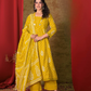 Mustard Bloom Handblock Printed Anarkali Suit Set with Dupatta