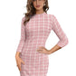 Trendz Checkered Peach Bodycon Dress