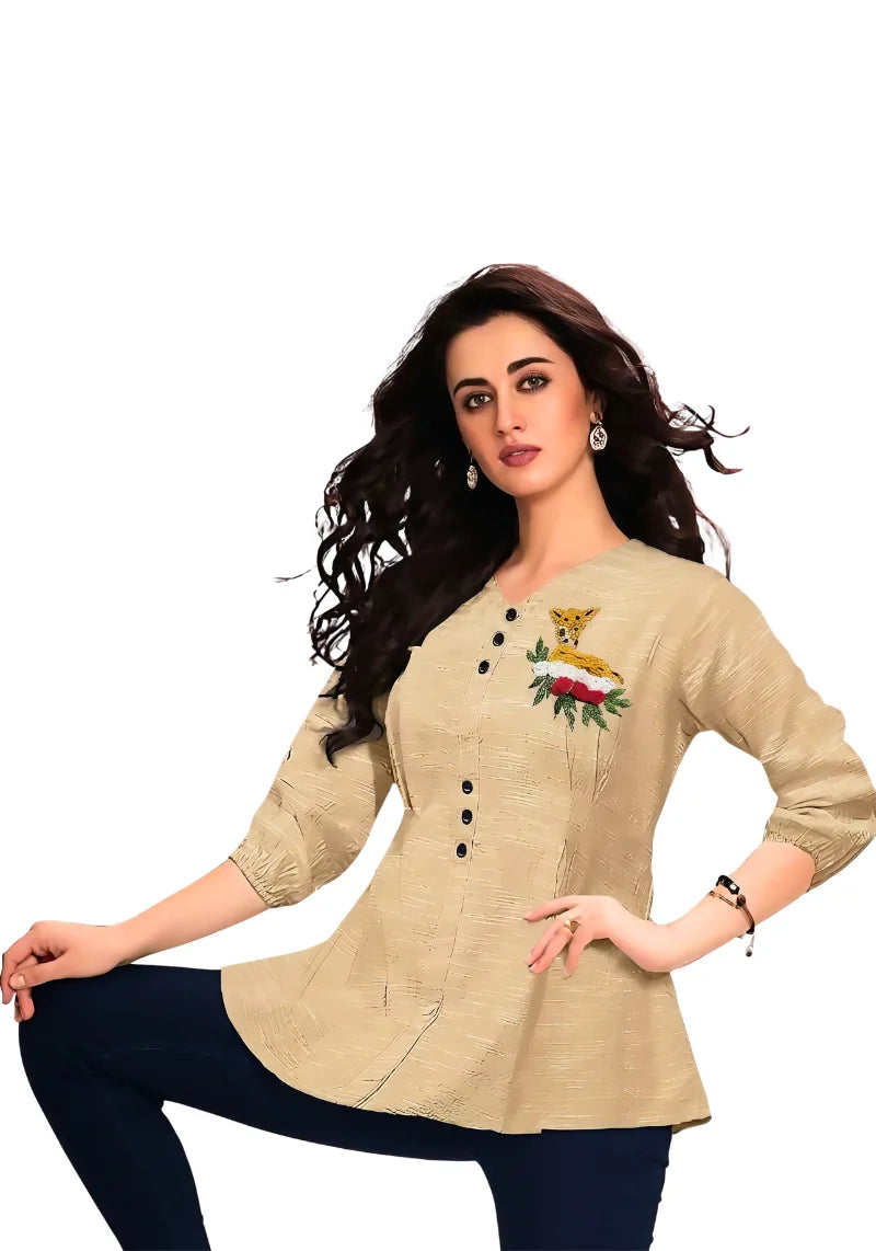 Floral Charm Embroidered Peplum Top