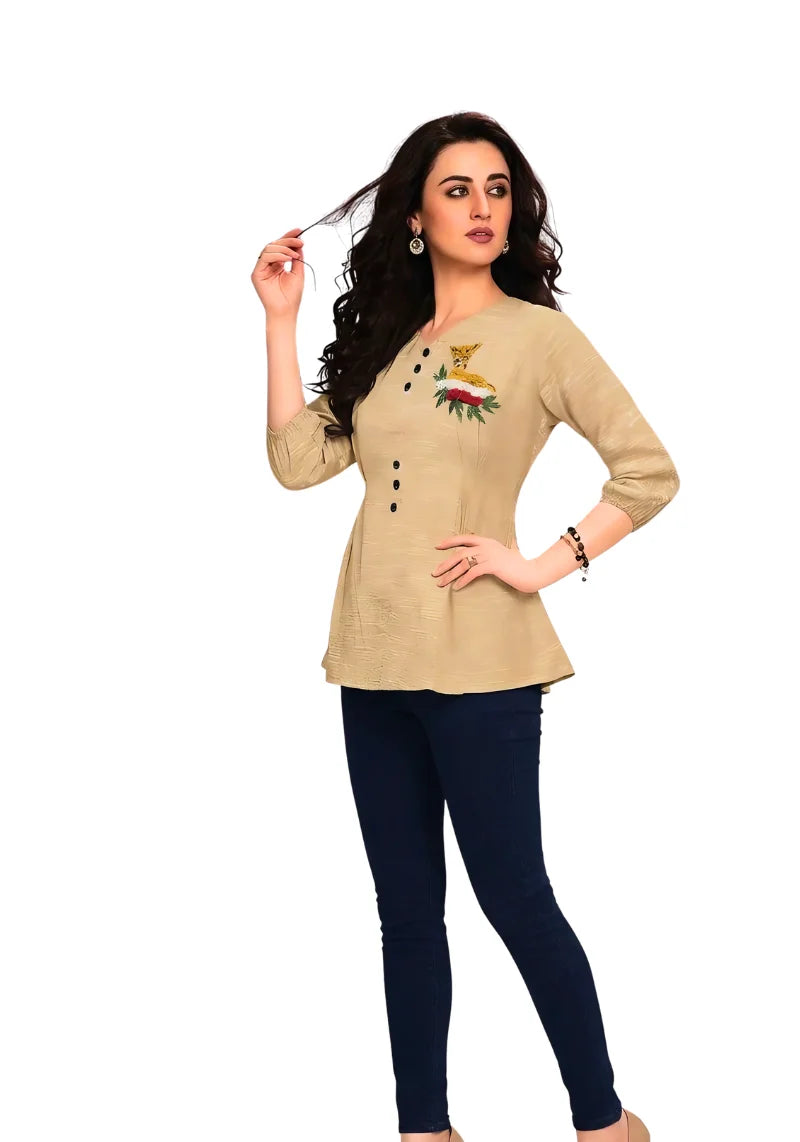 Floral Charm Embroidered Peplum Top