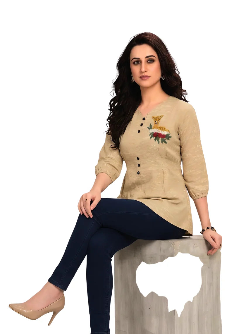 Floral Charm Embroidered Peplum Top